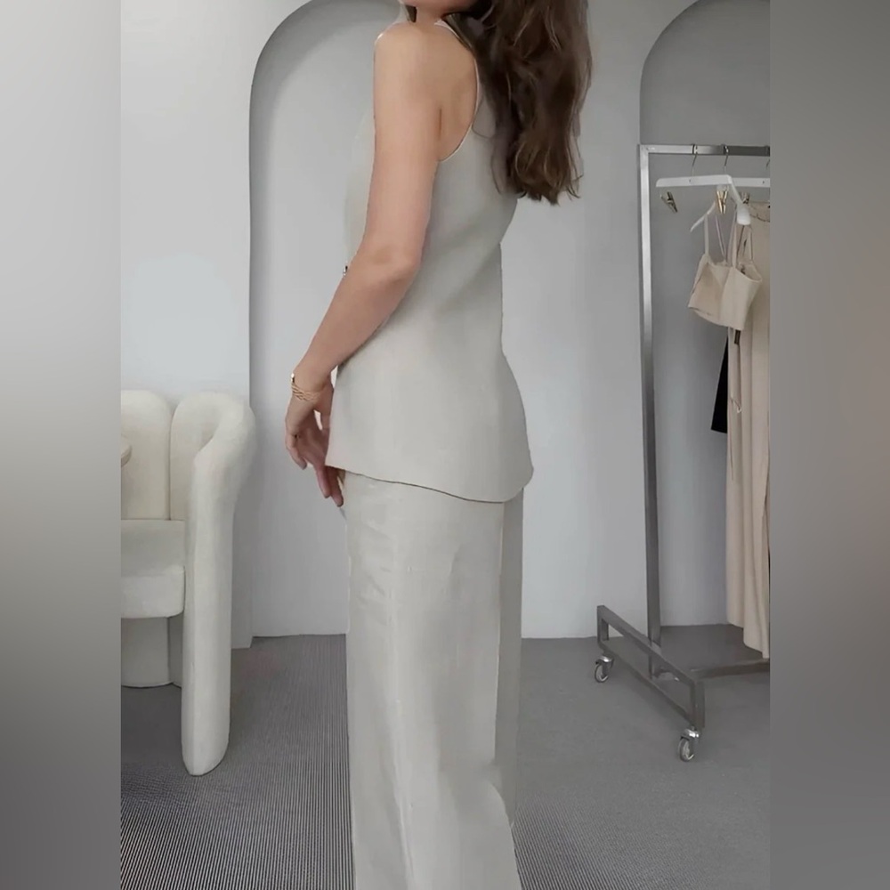 COMMENSE Woman’s Black Button Split Sleeveless Pa… - image 4